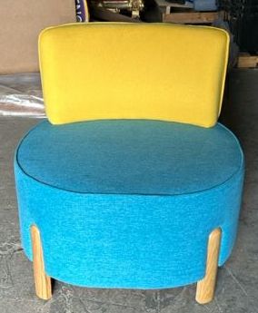 Furnishings, Blue and Yellow Accent Chair, Blue, Yellow, Wood