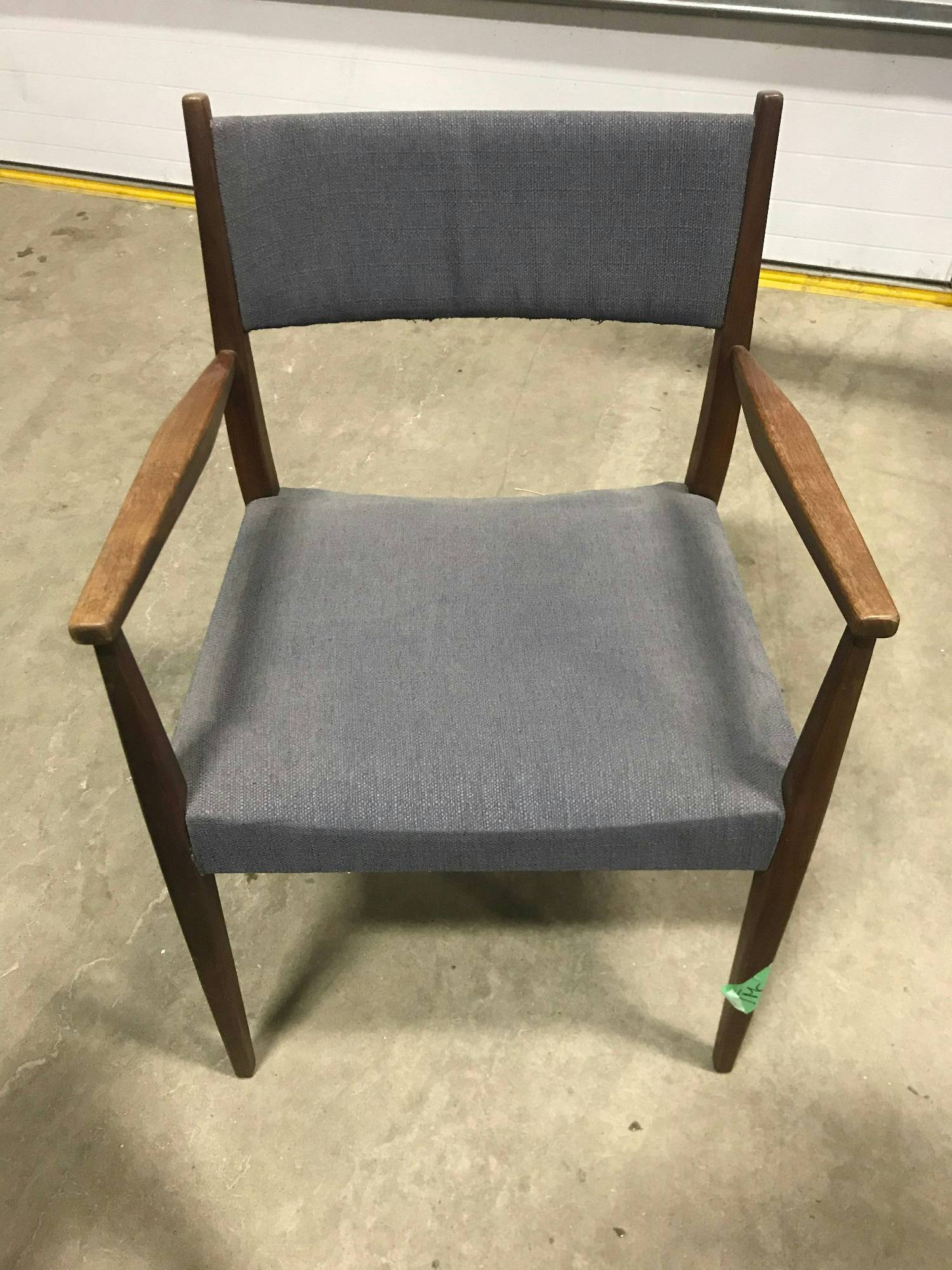 Furnishings, Mid Century Style Teak And Fabric, 21" W, 19" D, 33" H, Medium Brown, Grey, Wood, Fabric, Mid Centur