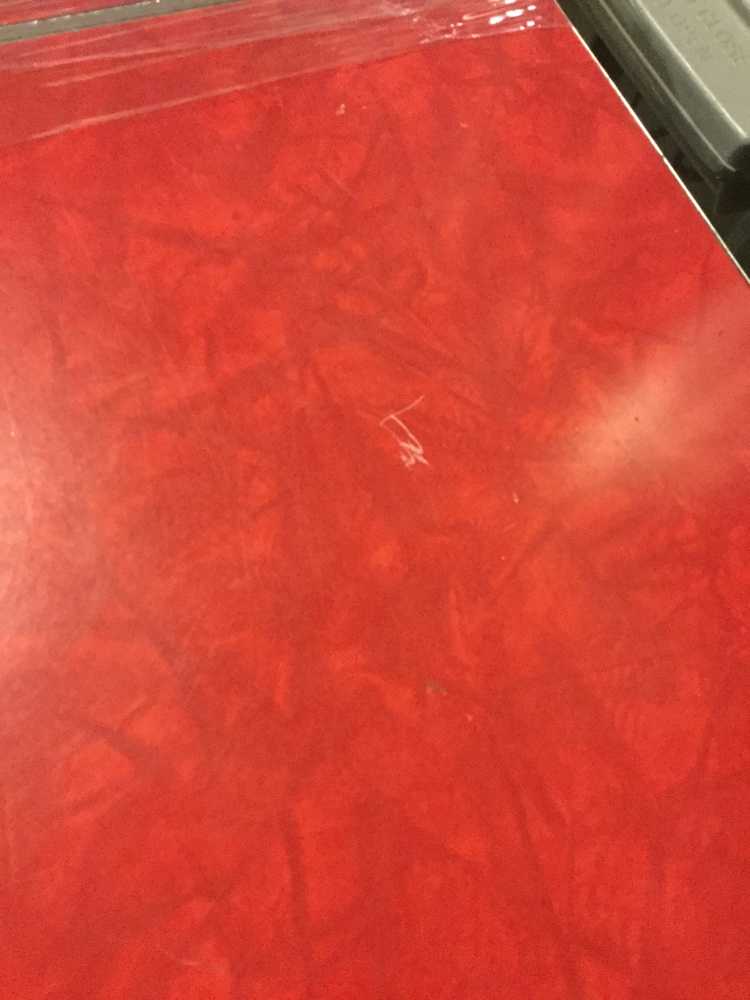 Furnishings, Red 50's Style Formica Dining Table, Red, Silver, Chrome, Wood