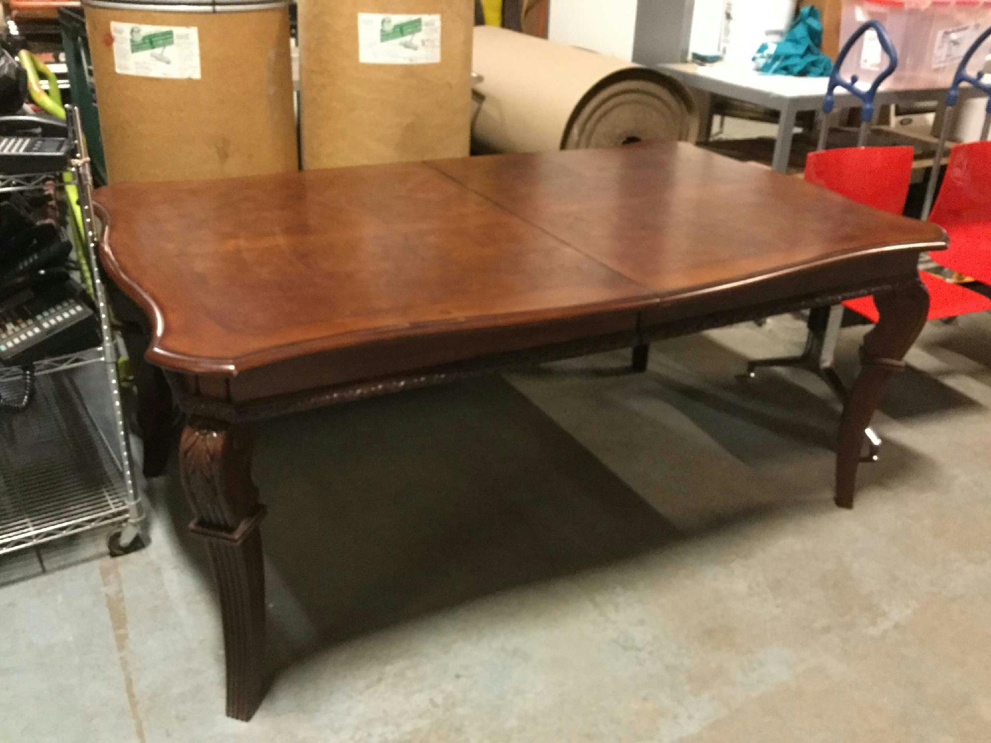 Furnishings, Wooden Dining Table, 67" W, 43" D, 30" H, Dark Tone Wood