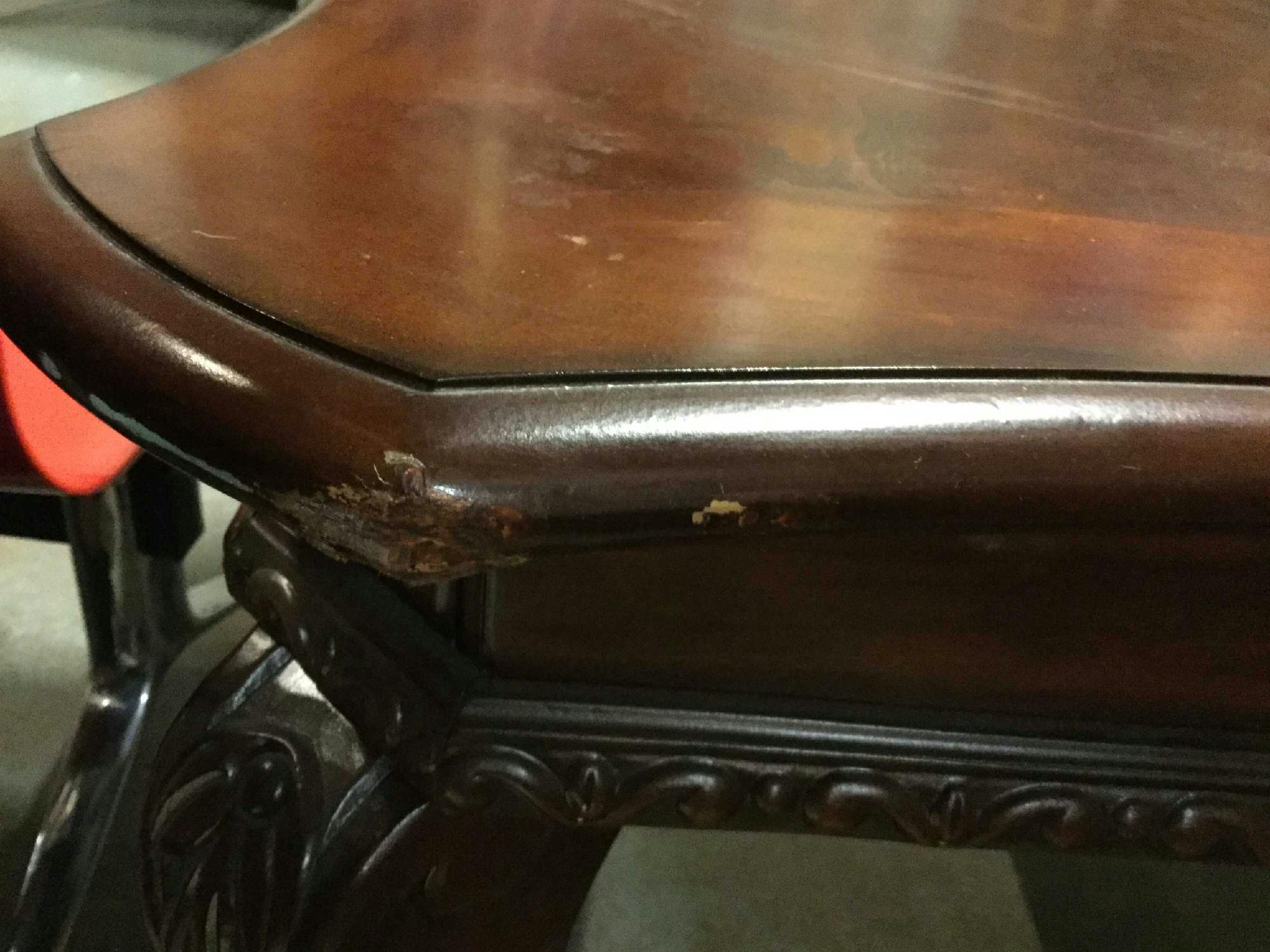Furnishings, Wooden Dining Table, 67" W, 43" D, 30" H, Dark Tone Wood