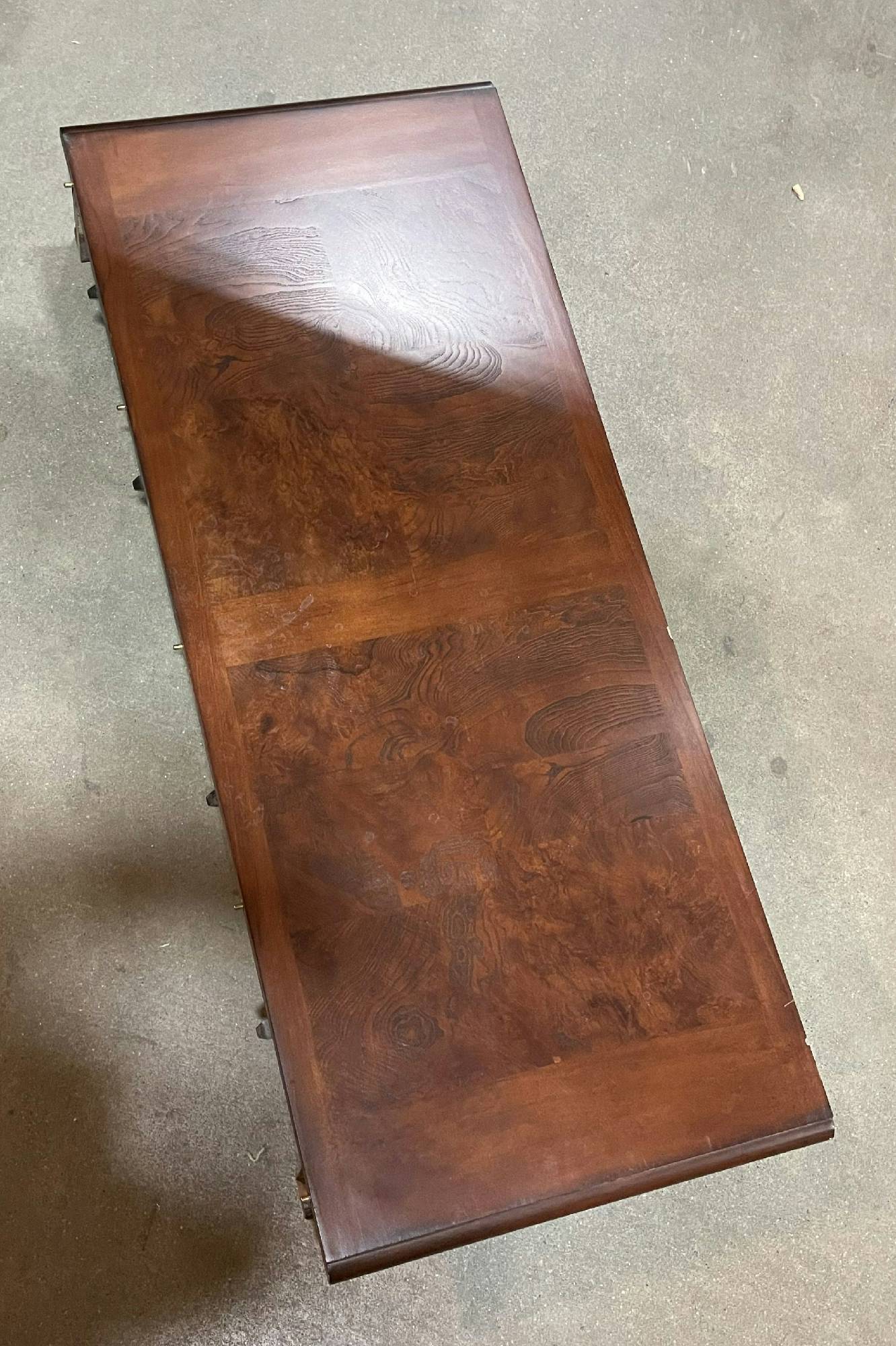Furnishings, Wooden Dining Table, 67" W, 43" D, 30" H, Dark Tone Wood