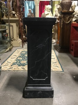 Decor, Faux Marble Look Plinth, 13" W, 36" H, Black, Charcoal