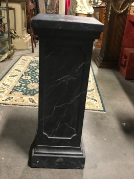 Decor, Faux Marble Look Plinth, 13" W, 36" H, Black, Charcoal
