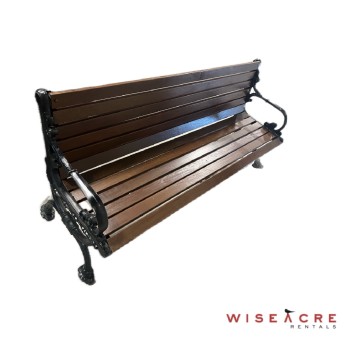 Outdoors & Greenery, Brown Wooden Outdoor Bench, Brown, Black, Wood, Metal