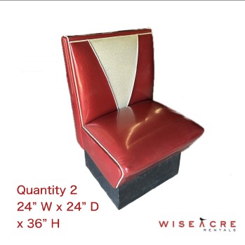 Furnishings, Single Seat Diner Booth, 24" W, 24" D, 36" H, Red, White, Black