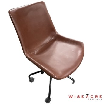 Furnishings, Brown Leather Swivel Office Chair, Brown, Leather