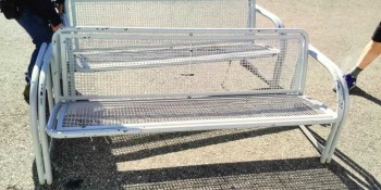 Outdoors & Greenery, Outdoor Bench Light Grey, 6' W, 2.2'D, 2.5'H, Light Grey, Metal
