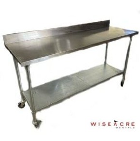 Commercial & Institutional, Large Stainless Steel Table (1 of 2), 72"W, 24"D, 43"H, Silver, Stainless Steel