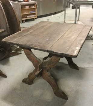 Furnishings, Square Harvest Table, 40"W, 34"D, 30"H, Dark Tone Wood, Wood