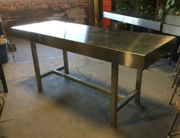 Commercial & Institutional, Steel Table With Legs, 80" W, 30" D, 36" H, Silver, Stainless Steel