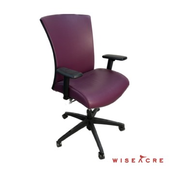 Furnishings, Plum coloured swivel office chair, black arms, Plum