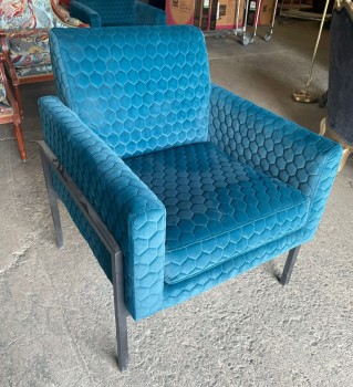 Furnishings, Honeycomb Velvet Accent Chair, Teal, Black
