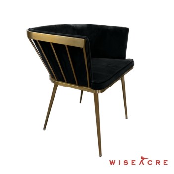 Furnishings, Sunpan Caily Dining Armchair, Black, Gold, Metal, Fabric