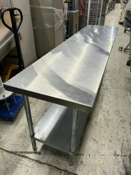 Commercial & Institutional, 8ft stainless steel table with wheels, 8' L, Silver, Metal