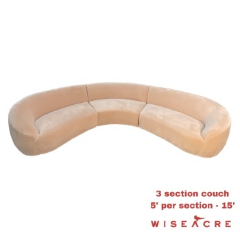 Furnishings, $600/section, three section detatchable velvet pink curved couch, Pink, Velvet