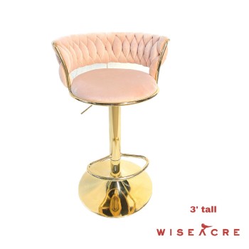 Furnishings, Plush pink swivel chair with foot bar, Pink, Gold