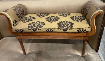 Furnishings, (LS) Recamier Chaise Lounge, 44"W, 19"D, 28"H, Olive, Black, Wood, Fabric