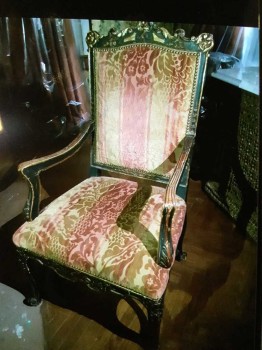 Furnishings, Louis XV Chair With Queen Anne Legs, Pink, Gold, Green, Velvet, Wood