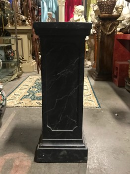 Decor, Faux Marble Look Plinth, 13"W, 11"D, 35"H, Black, Charcoal