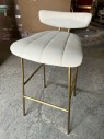 Furnishings, White Leather Stool with Gold Feet, White, Gold, Leather, Metal