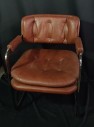 Furnishings, Leather Tufted Chair With Chrome Legs