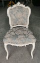 Furnishings, French Provincial Side Chair with Demask Fabric, Light Blue, Beige, Fabric, Wood