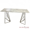 Furnishings, Modern Marble and Gold Console Table, W: 15", L: 47", H: 30", White, Grey, Gold, Marble, Gold Metal, Marbled