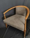 Furnishings, Curved Back Armchair, Grey, Brown, Wood, Fabric