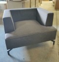 Furnishings, Wide Upholstered Club Chair, 39"W, 29"D, 27"H, Grey, Fabric, Metal