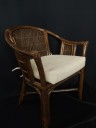 Furnishings, Rattan Wicker Armchair, 25", 18.5"D, 32"H, Brown, Cream, Wicker, Fabric