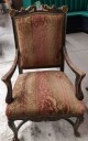 Furnishings, Louis XV Chair With Queen Anne Legs, Pink, Gold, Green, Velvet, Wood
