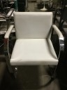 Furnishings, Lounge Chair With Round Metal Arms, 23" W, 23" D, 32" H, White, Silver