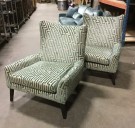 Furnishings, Slipper Chair, 30" W, 27" D, 33" H, Teal, Beige, Fabric, Wood