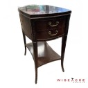 Furnishings, Wood side table with glass top, Brown, Clear, Gold, Wood, Glass