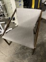 Furnishings, Lounge Chair with Walnut Arms, Grey, Light Tone Wood, Fabric, Wood