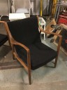 Furnishings, Wooden Frame Lounge Chair, Black, Mid Tone Wood, Wood, Fabric