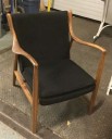 Furnishings, Wooden Frame Lounge Chair, Black, Mid Tone Wood, Wood, Fabric