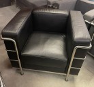 Furnishings, Corbusier Style Club Chair, Black, Silver
